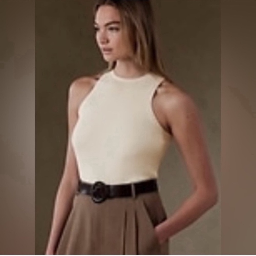 Banana Republic Ivory Silk and Cashmere Shell Top s L